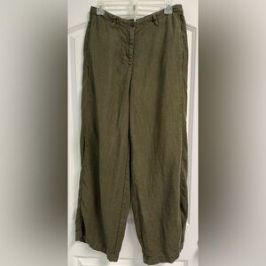 Poetry Green Linen Pants Sz 8 wide leg